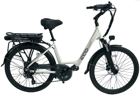 EcoMotion City 36V 350W Step Through City Electric Bicycle White 