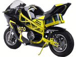 MotoTec 36v 500w Electric Pocket Bike GT Yellow 