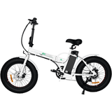 Ecotric Portable Folding 500W Electric Fat Tire City Bike White/black 